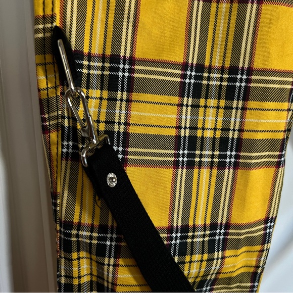 Tripp NYC Daang Goodman Men’s Pants Yellow Plaid Punk Size 28 Straps and Zippers - Picture 7 of 9
